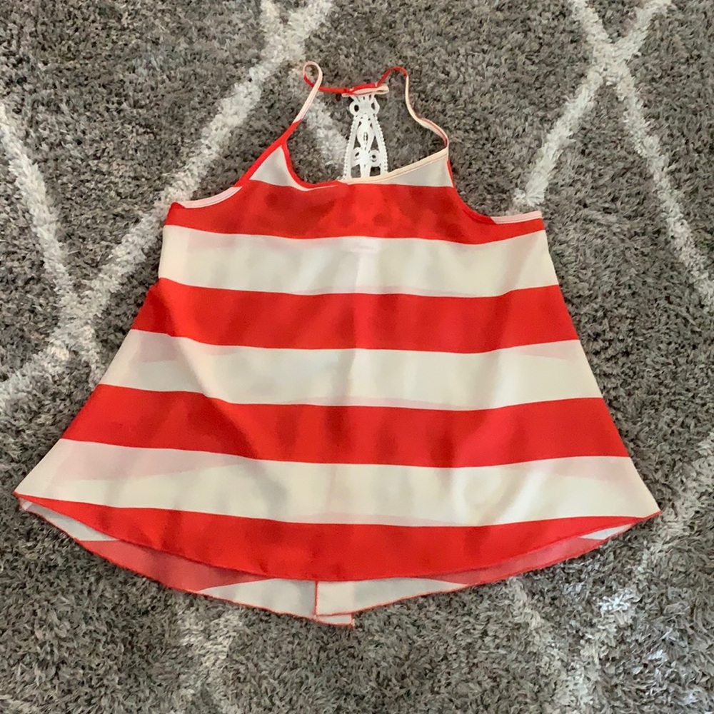 Orange and Cream Striped Sleeveless Top